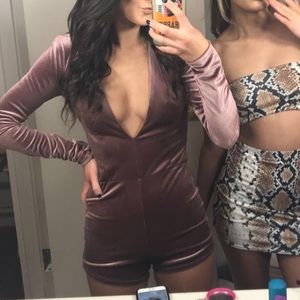Fashion Nova long sleeve velvet romper